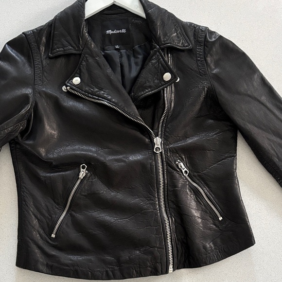 Madewell Black Leather Moto Jacket - Picture 3 of 6